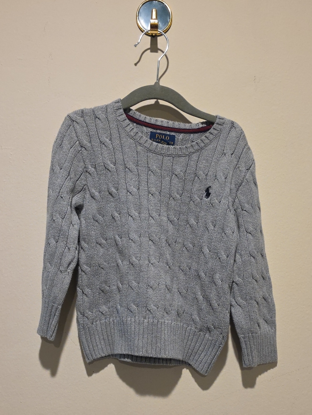 Polo by Ralph Lauren Gray Cable-Knit Crewneck Sweater - Kids 3